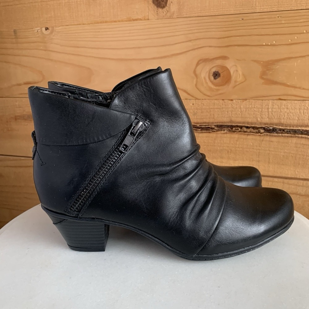 Earth Pegasus Womens Size 7.5B Black Leather Slip On Ankle Boots Whimsigoth